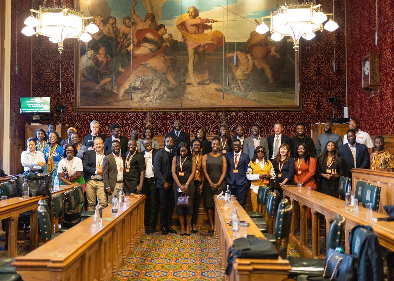 The CSE delegation gathers at the UK Parliament for the launch.